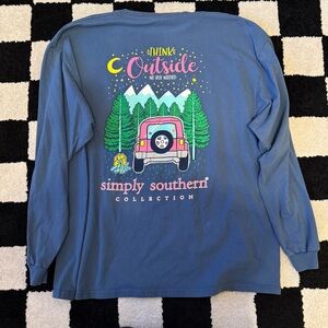 Simply Southern Blue Long Sleeve Shirt “Think Outside” Size XXLarge